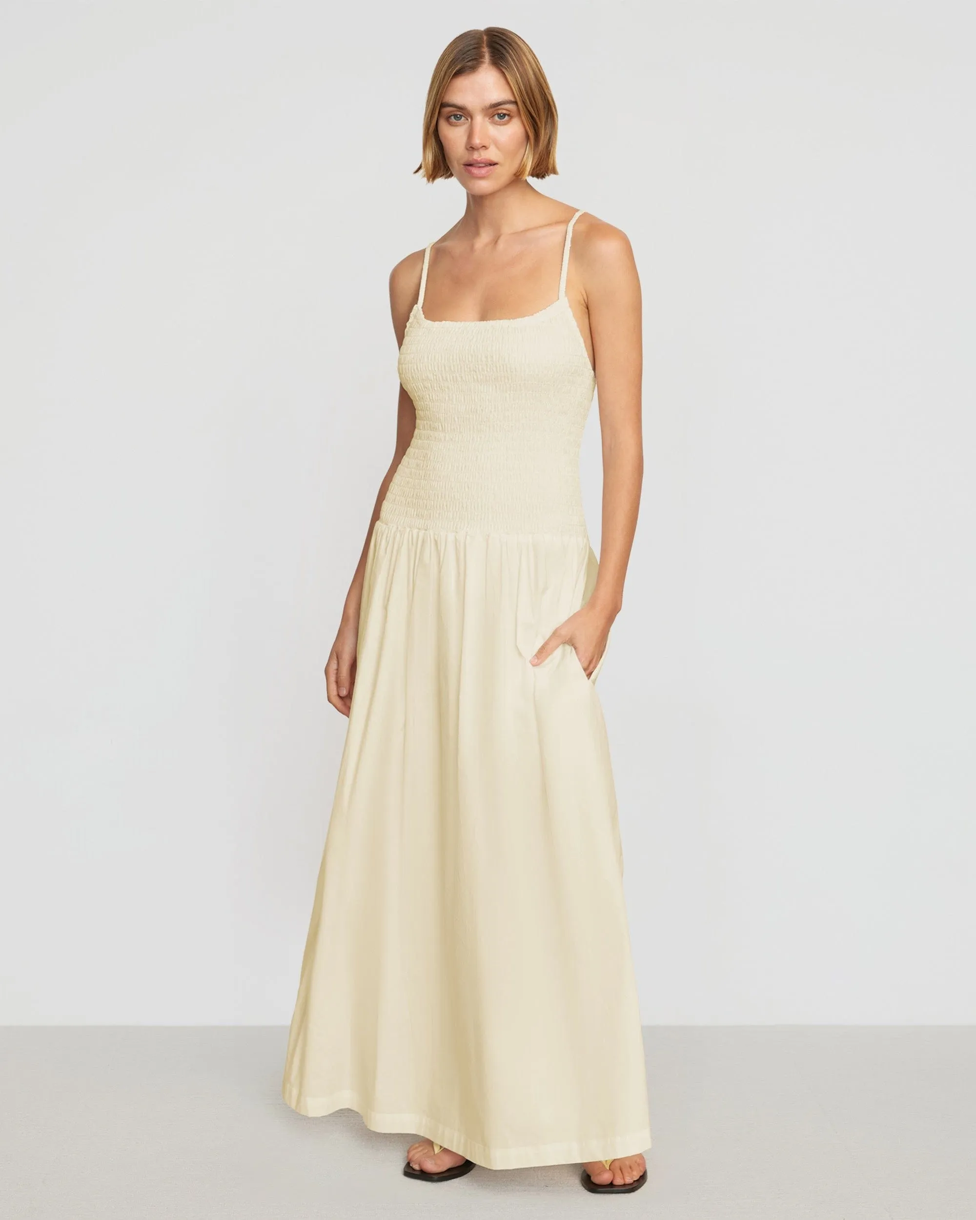 Velvet Soul Dad Core Venus Smocked Midi Dress