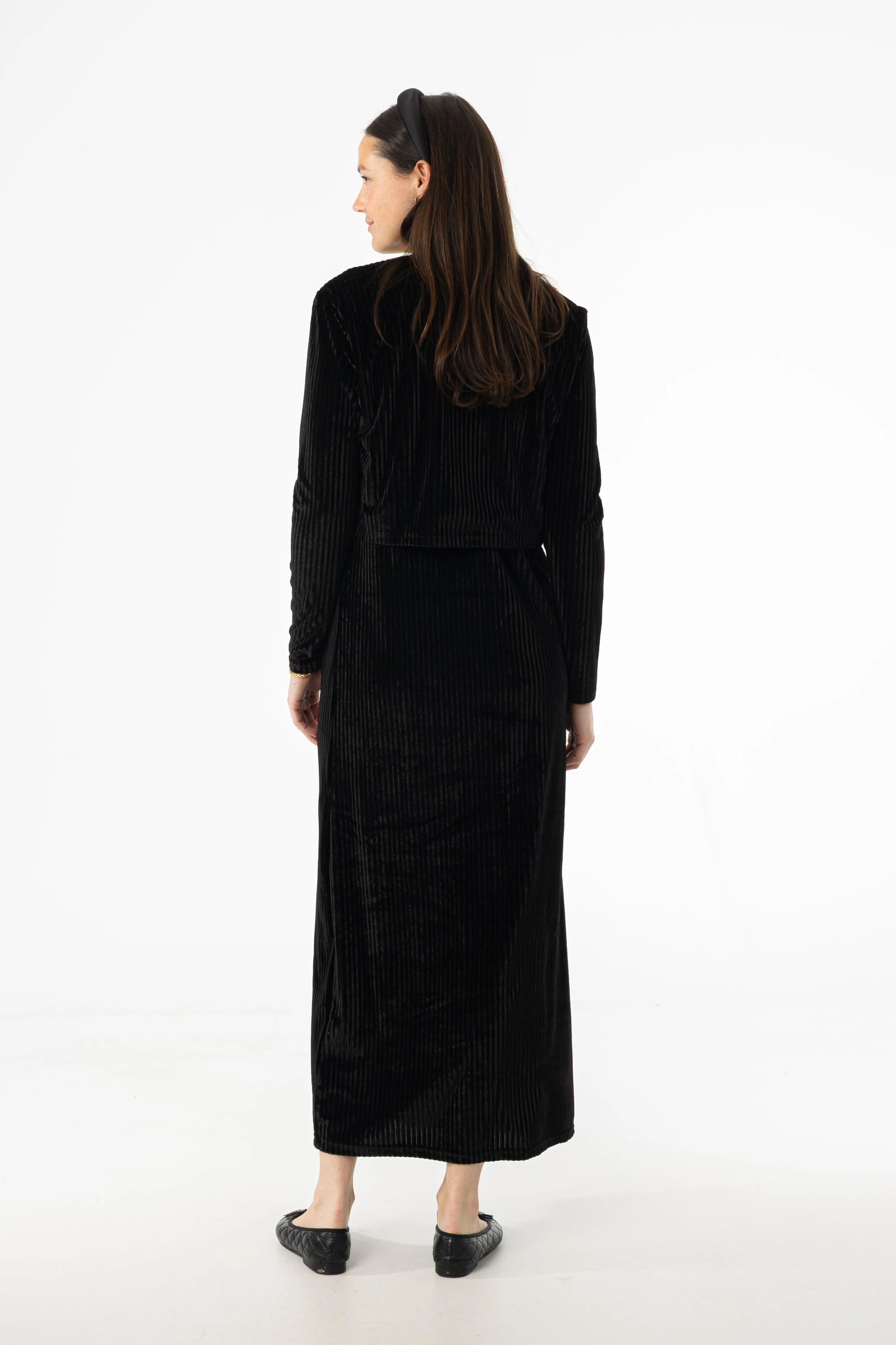 China Cool Strong Denim Black Ribbed Velour Jumper