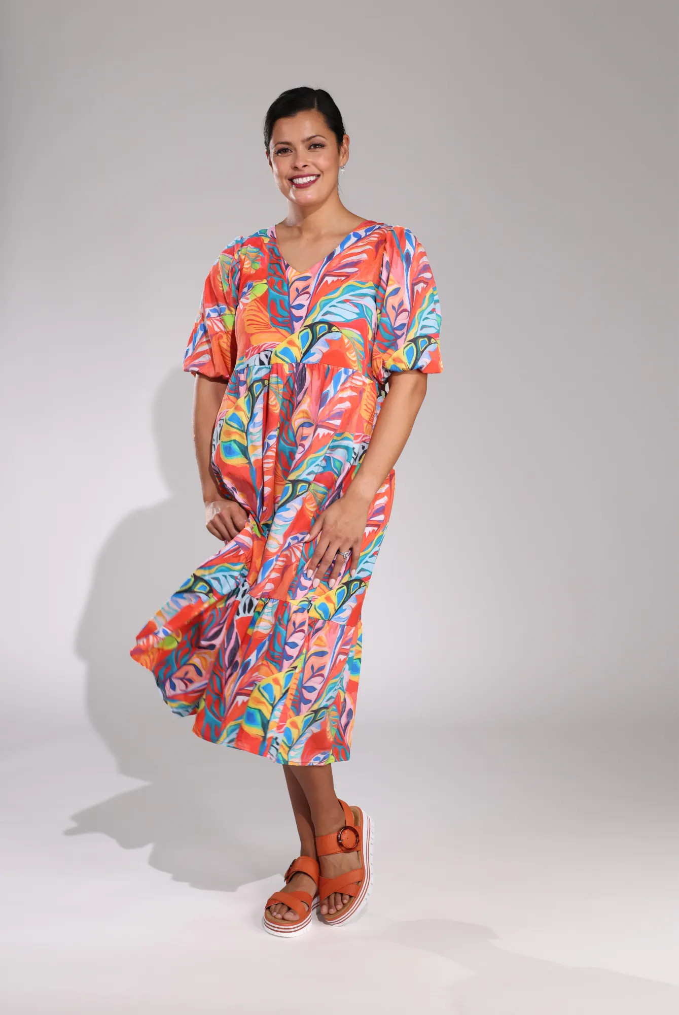 Warm Fashion Midi Sundress | Artist Palms | 6521C1