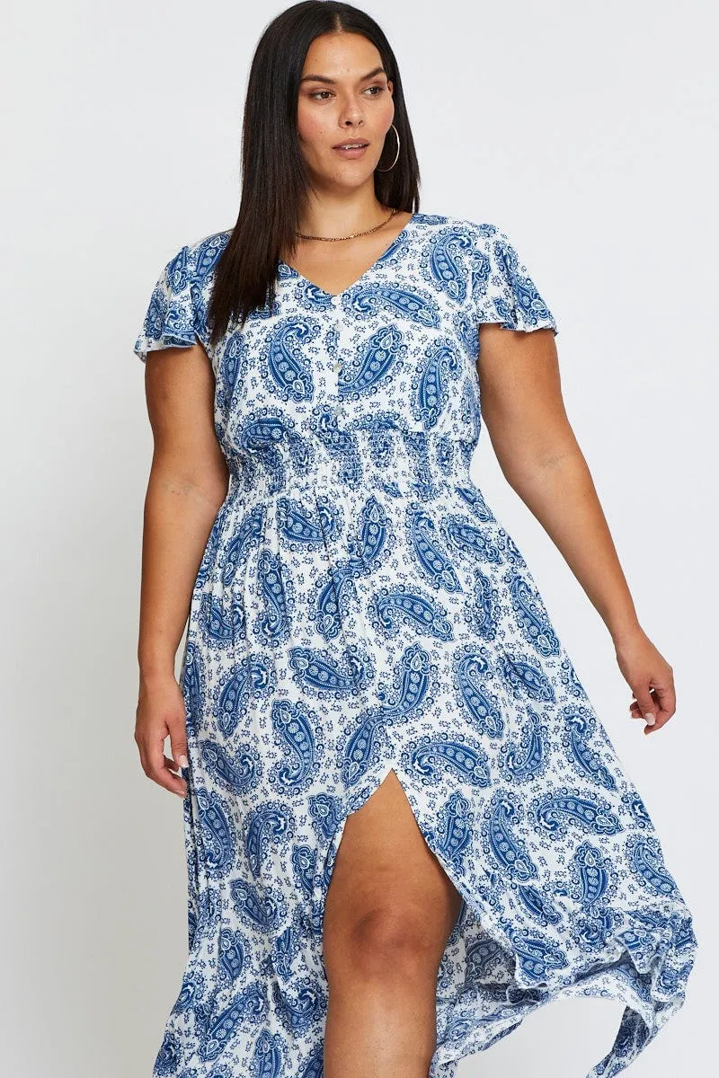 Star Glow Elegant maxi dress for wedding Paisley Pr Maxi Dress V-neck Short Sleeve