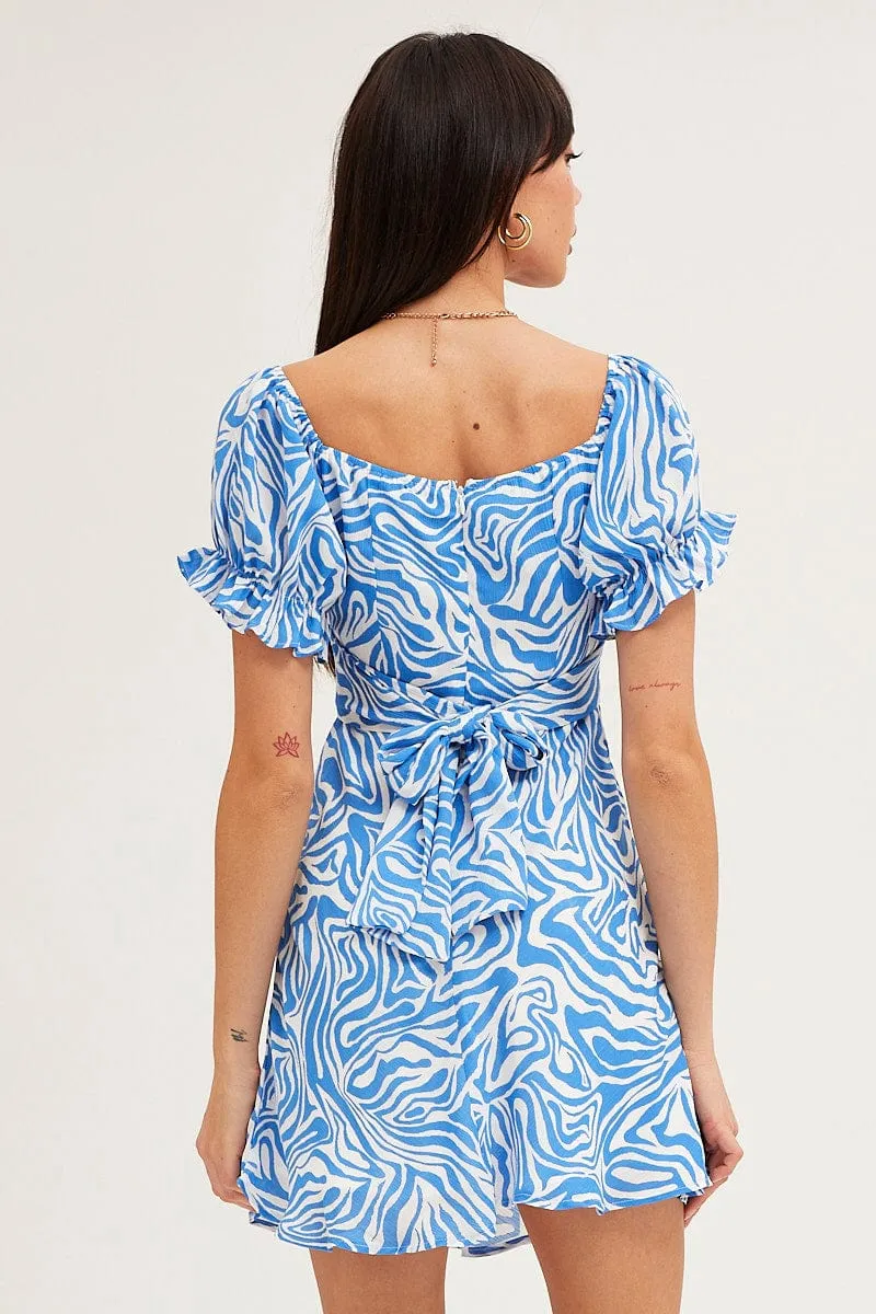 elegant design Print Midi Dress Short Sleeve Evening