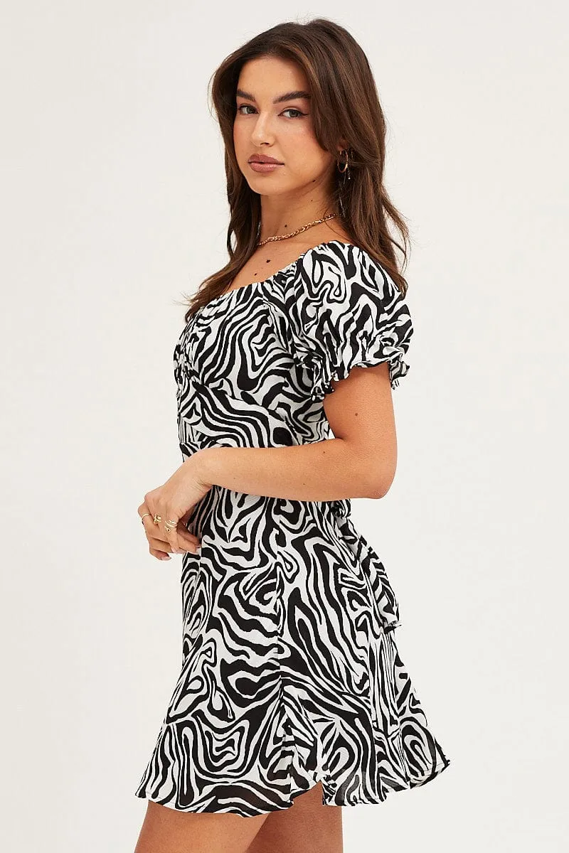 family gathering Print Midi Dress Short Sleeve Evening