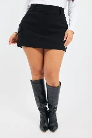 Black Bengaline Cargo Skorts Skirt Light Edge