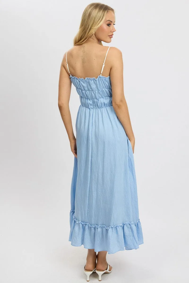 City Prep All-day wear midi Blue Midi Dress Contrast Tie