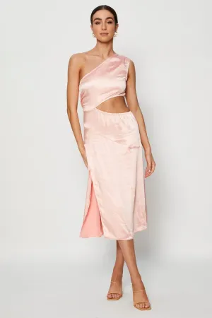 Pink Midi Dress Satin Vibrant Style Canyon Walk