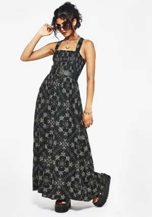 Timeless Glow Autumn Gold Poem Moth Print Cami Midaxi Dress