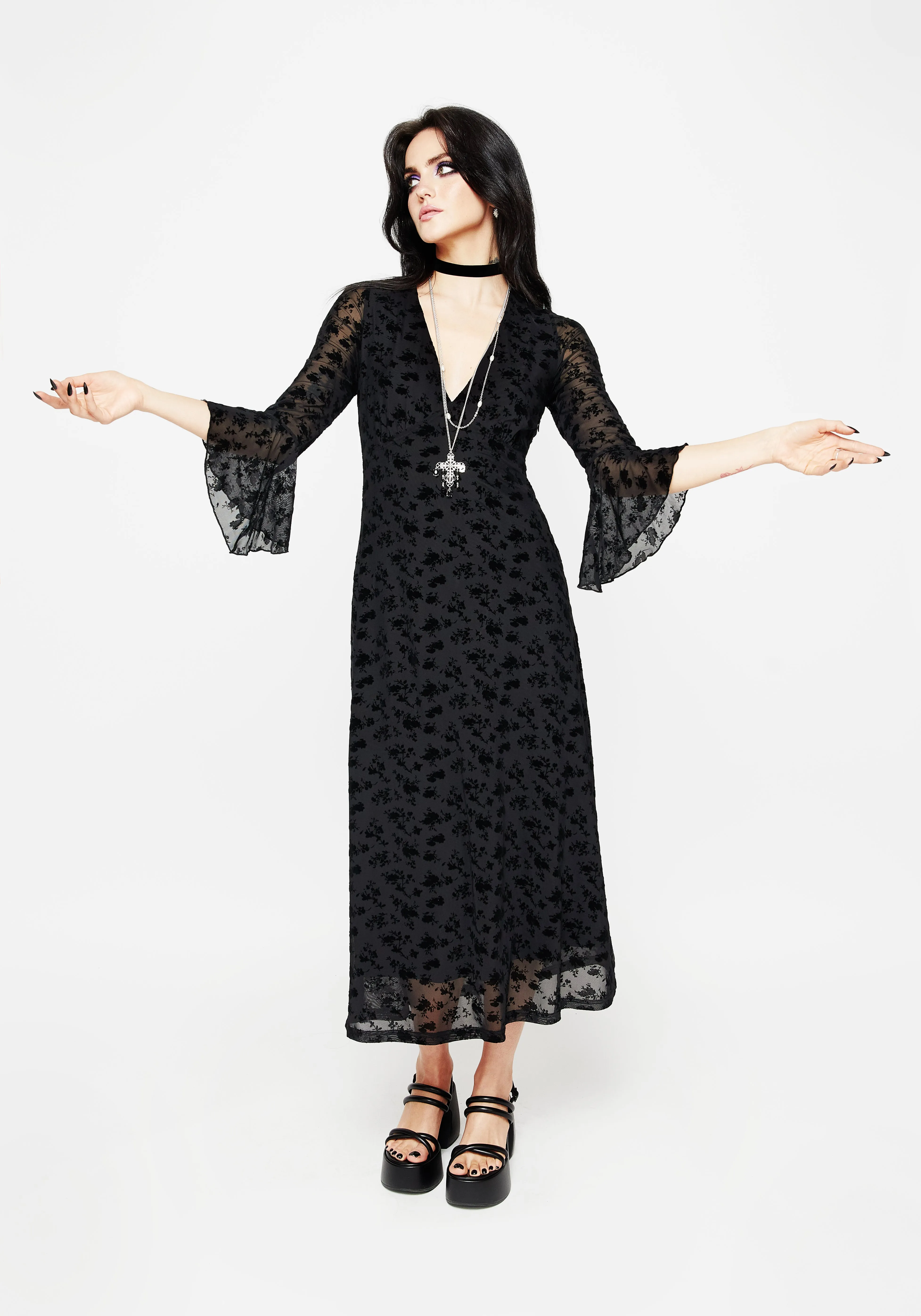 Conduit Floral Mesh Layered Midaxi Dress Steel Glow Light and airy dress