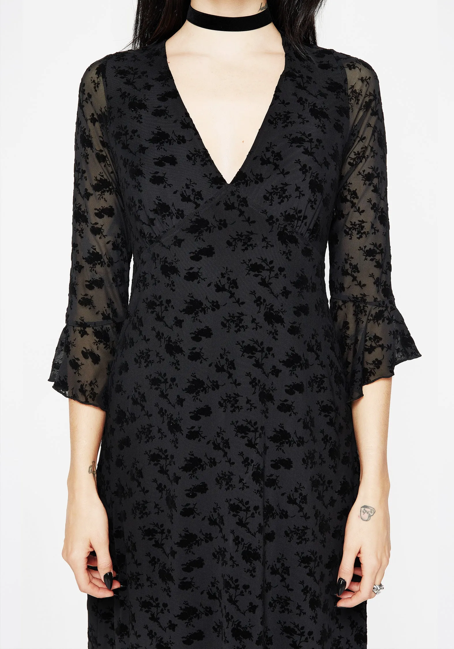 Conduit Floral Mesh Layered Midaxi Dress wrap waist