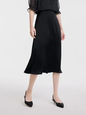 Travel Friendly Black Triacetate A-line Women Skirt