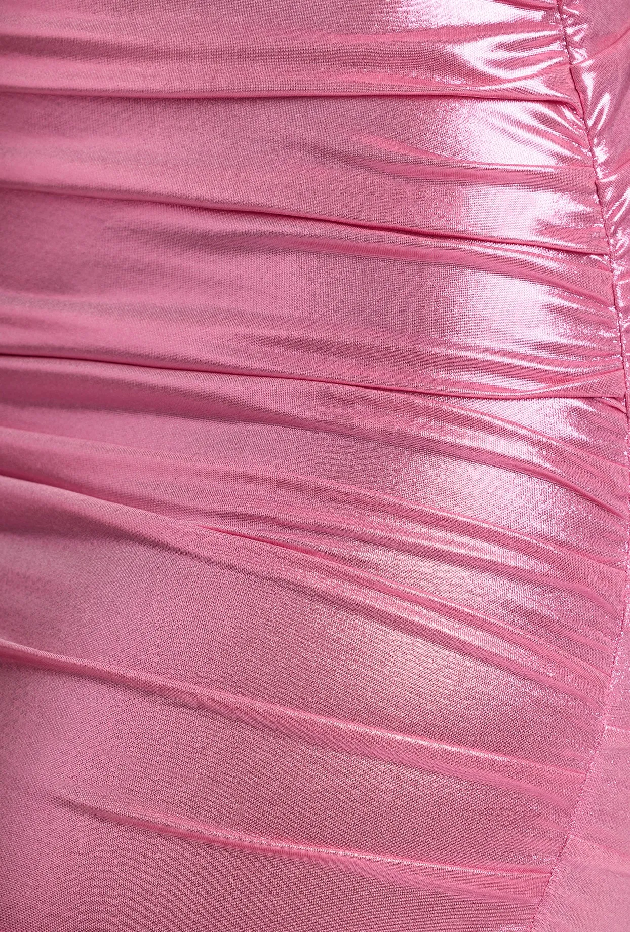 Long Sleeve Metallic Jersey Mini Dress in Rose Pink Cozy Look