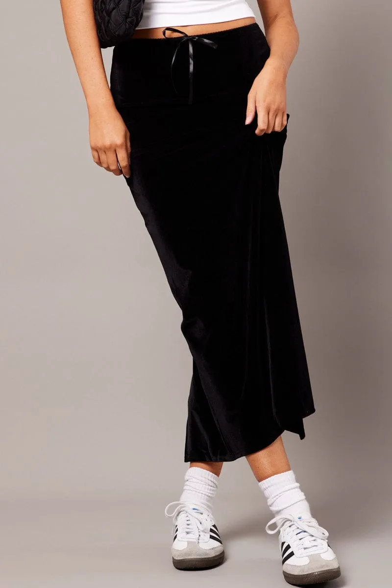 Shopping Trip Clean Mood Black Maxi Skirt Velvet