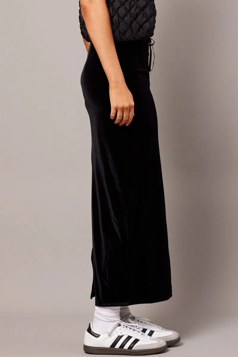 Black Maxi Skirt Velvet Refined Edge Chill Vibe