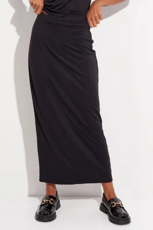 smooth zipper Black Supersoft Slim Fit Maxi Skirt