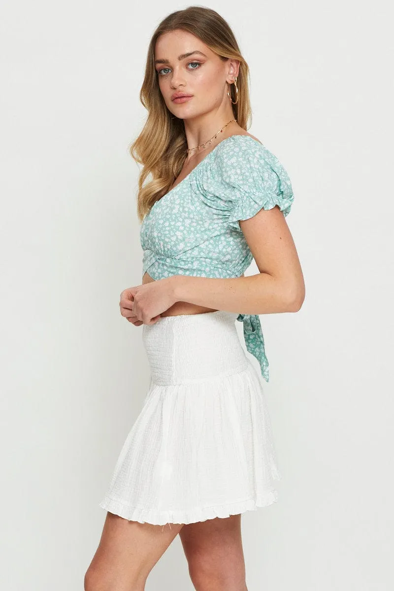 White Shirred Skater Skirt Easy Layers