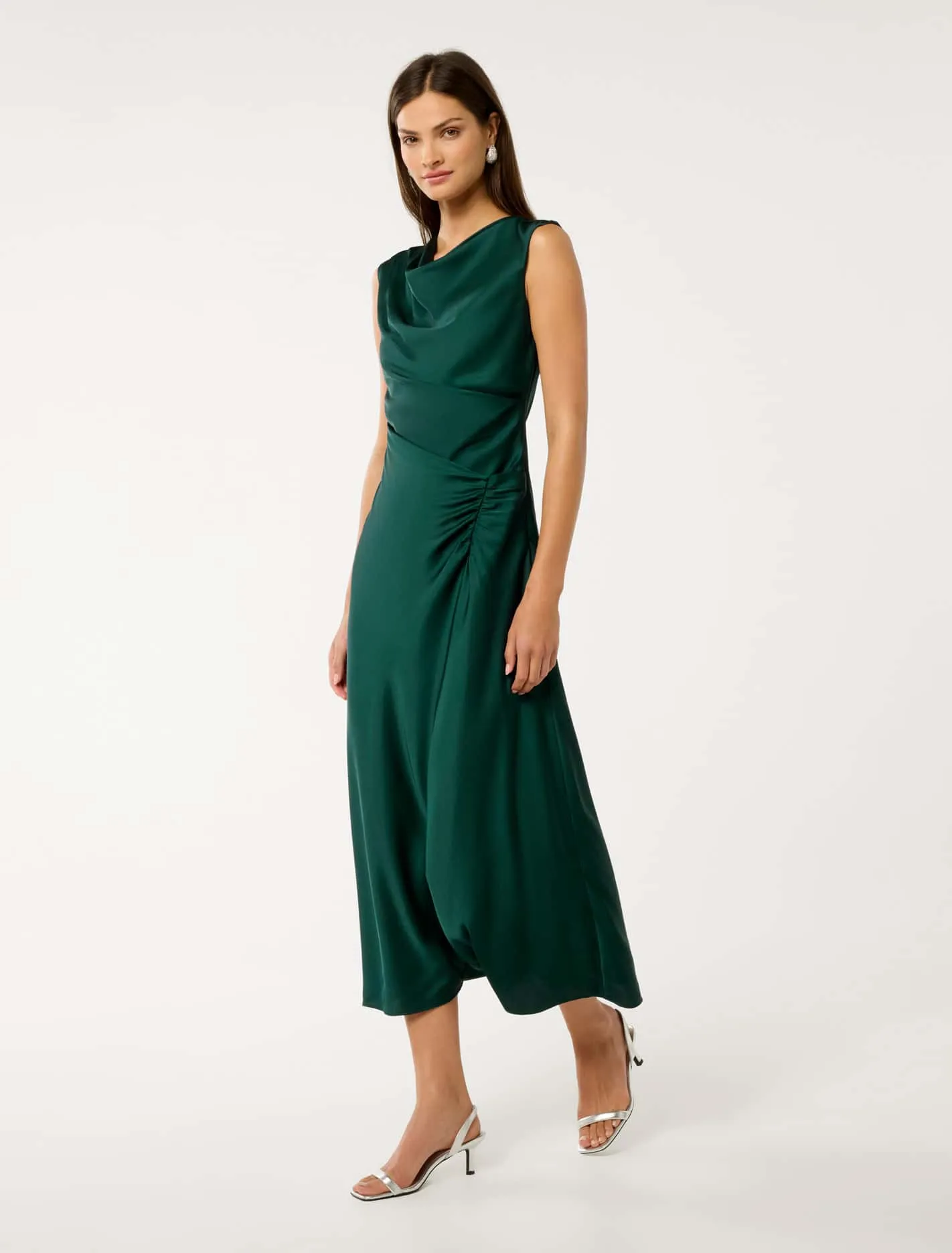 Ava Draped Satin Maxi Dress Cotton Glow