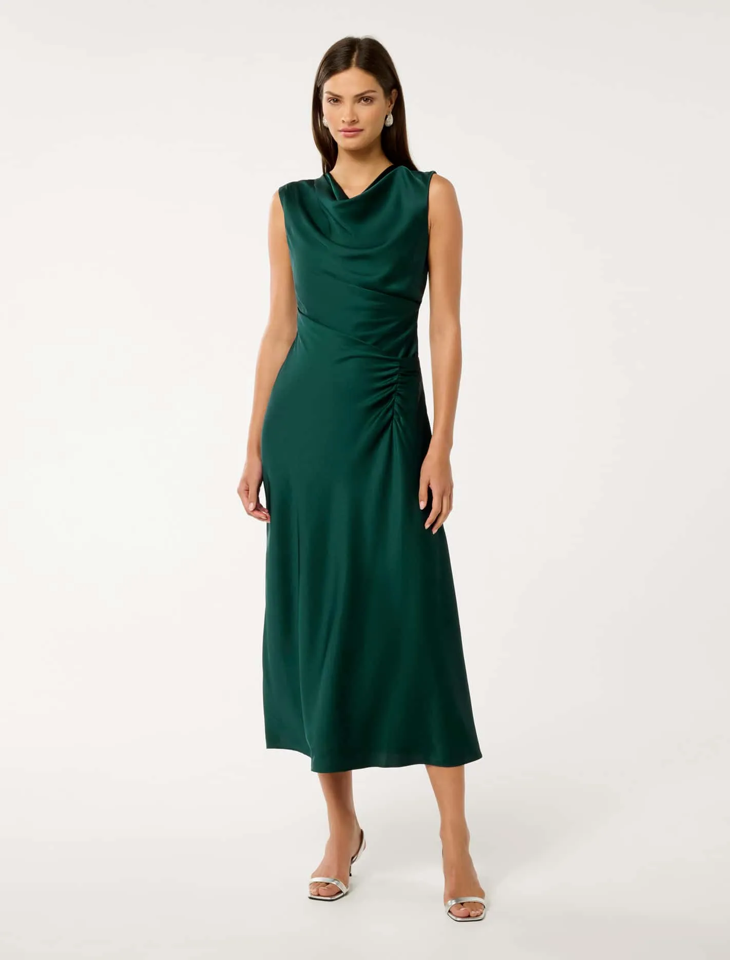 Ava Draped Satin Maxi Dress Fold Glow Simple yet chic long dress