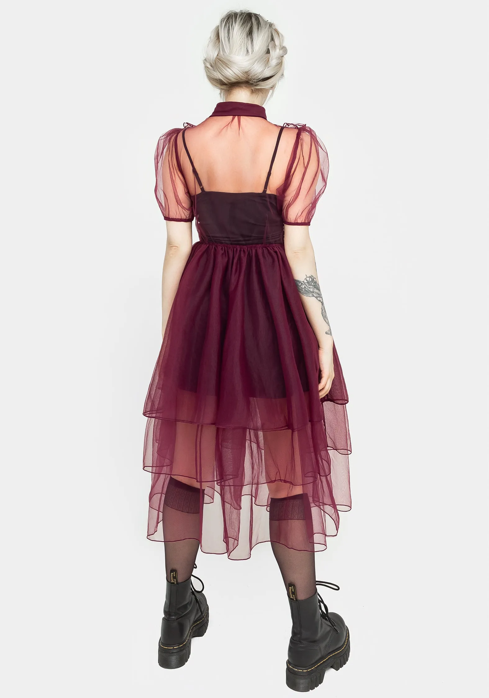 Steel Frame Practical long dress Headhunter Frill Yoke Gown - Purple