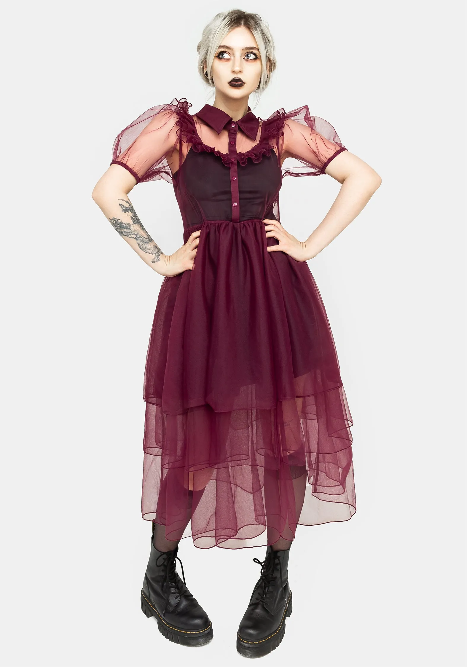 Headhunter Frill Yoke Gown - Purple With a flattering fit and elegant design this dress is ideal for any special occasion
