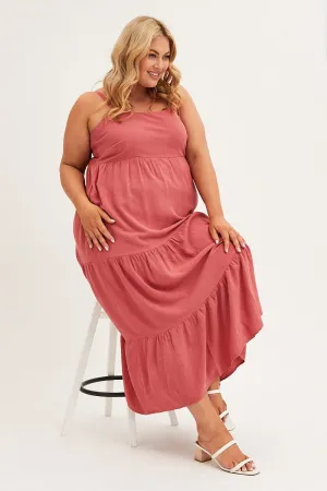 Brown Maxi Dress Sleeveless Tiered Linen Blend The lightweight fabric of this dress ensures it is breathable and comfortable in any weather