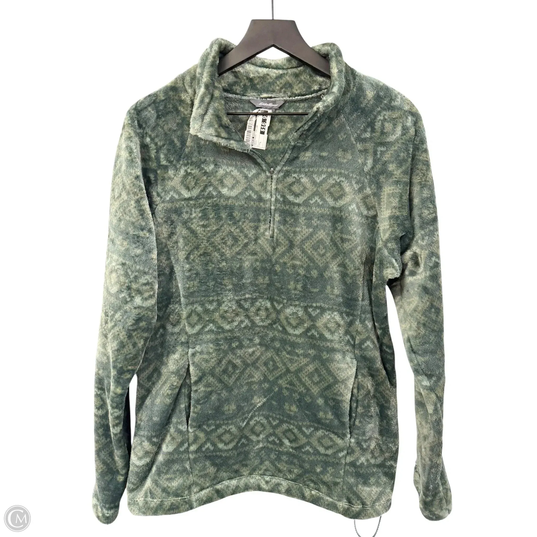 OrganicCotton Comfortable Fashion Sweatshirt Collar By Eddie Bauer In Green, Size: L