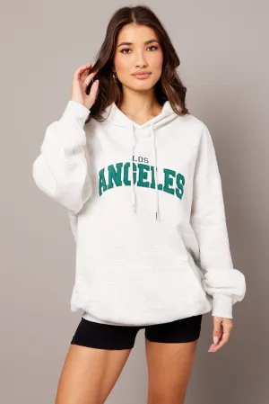 Comfort Essentials Grey Graphic Sweater Long Sleeve Hoodie