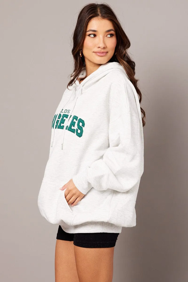 slim fit Grey Graphic Sweater Long Sleeve Hoodie