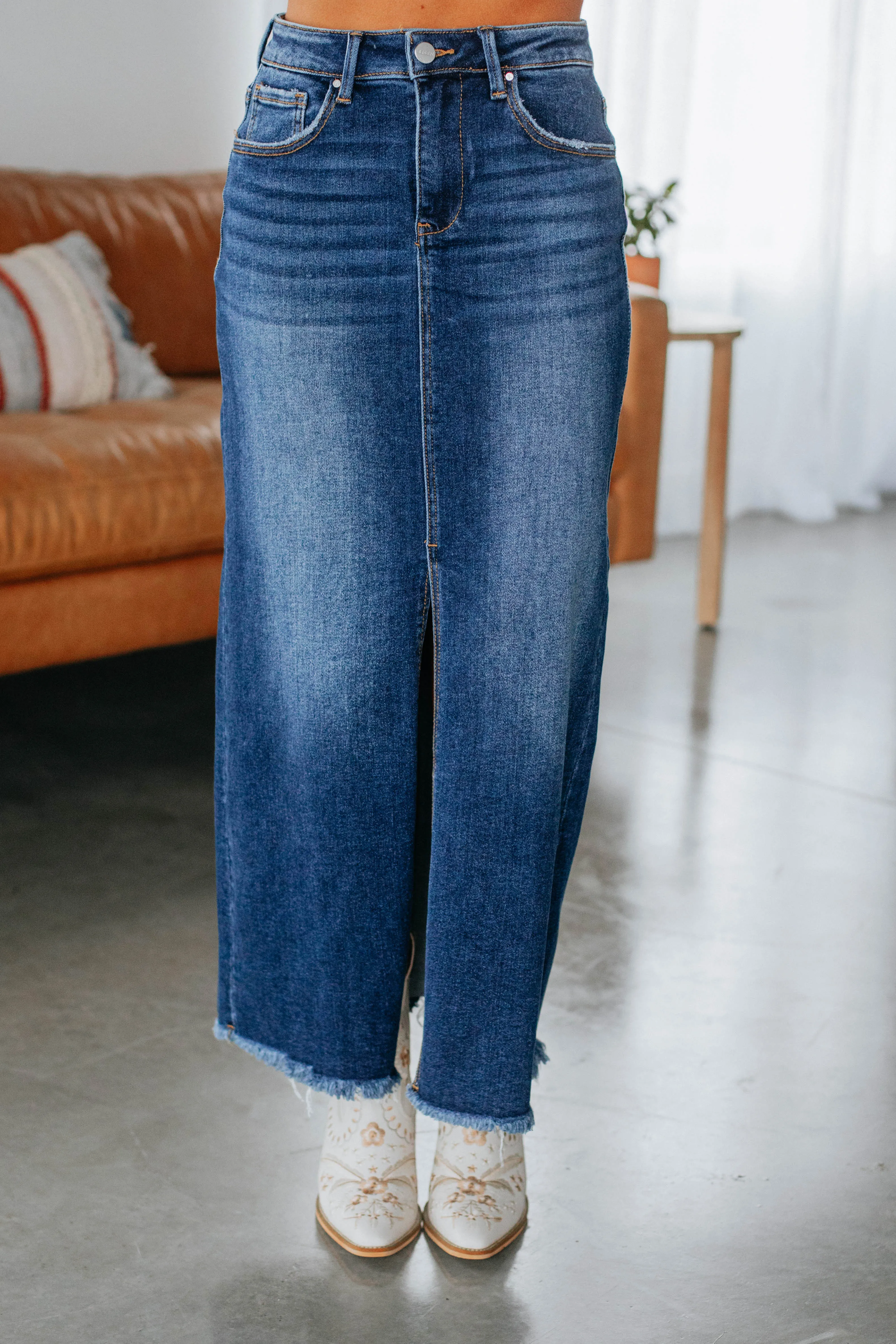 Candyn Risen Denim Skirt - Dark Wash party look Mall Brand Look