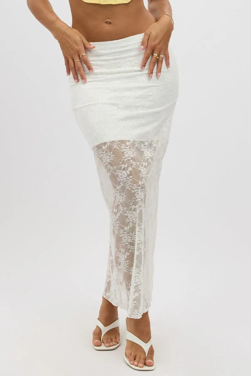 Timeless Outfit White Lace Maxi Skirt Lined