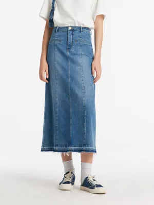 A-Line Denim Women Skirt Synthetic Blend