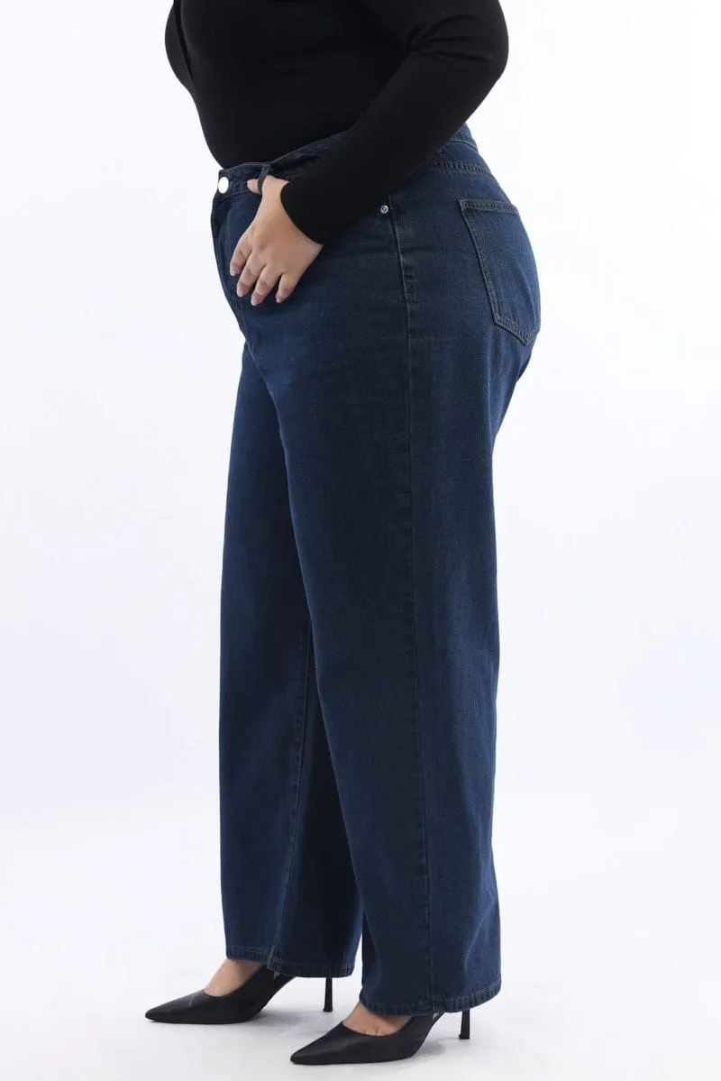 Creative Look Elegant Road Trip Denim Wide Leg Jeans Low Rise