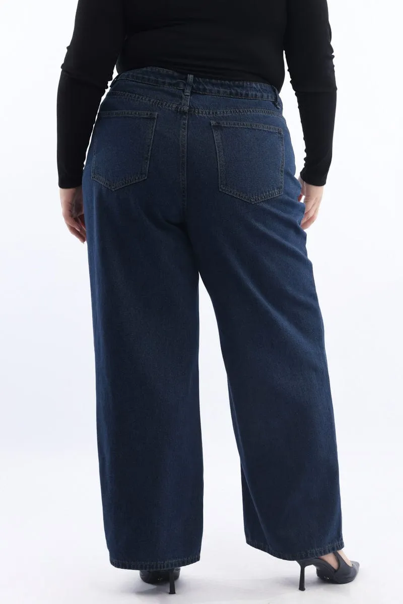 Denim Wide Leg Jeans Low Rise Trend Neutral All Day Use
