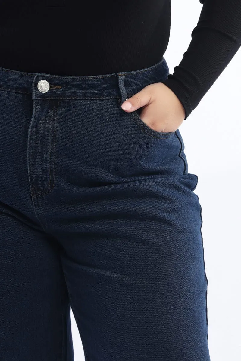 Denim Wide Leg Jeans Low Rise Premium Party Look