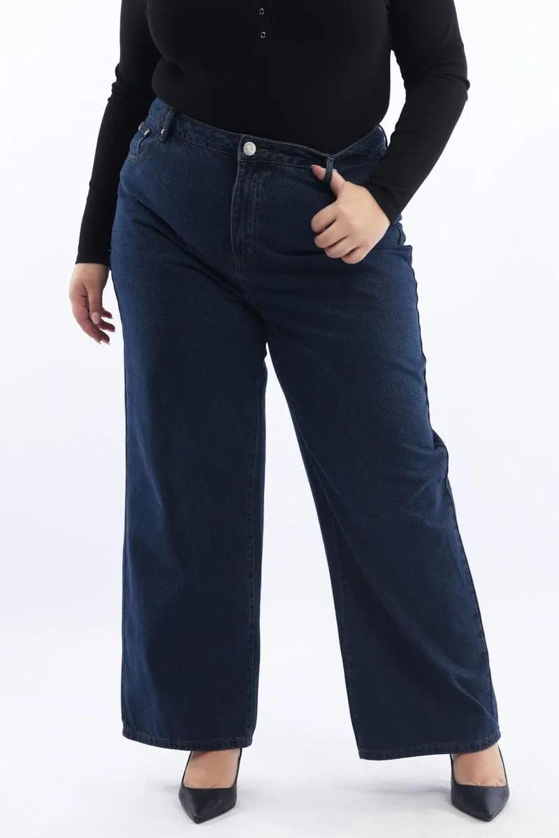 Any Time Wear Denim Wide Leg Jeans Low Rise