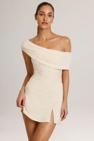 Modal Asymmetric A-Line Mini Dress in Ivory Edge Mode Flattering Cut