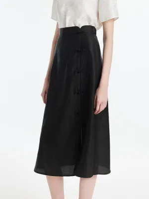Xiang Yun Silk New-Chinese Style Slit Women Skirt Weighted Hem Street Edge