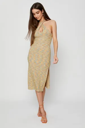 Multi Midi Dress Halter Neck rooftop party bike lane