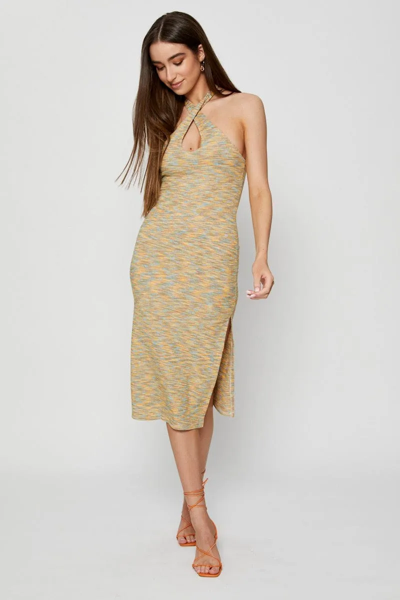 Multi Midi Dress Halter Neck rooftop party bike lane