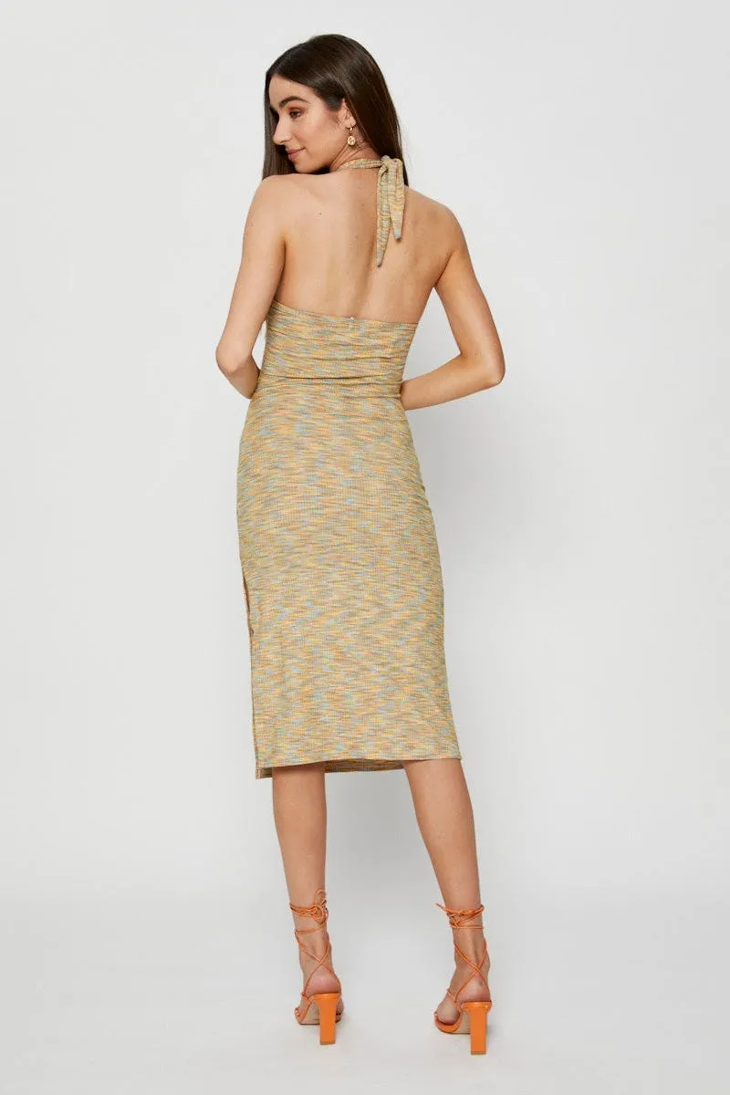 Effortless Style Sophisticated Design Multi Midi Dress Halter Neck