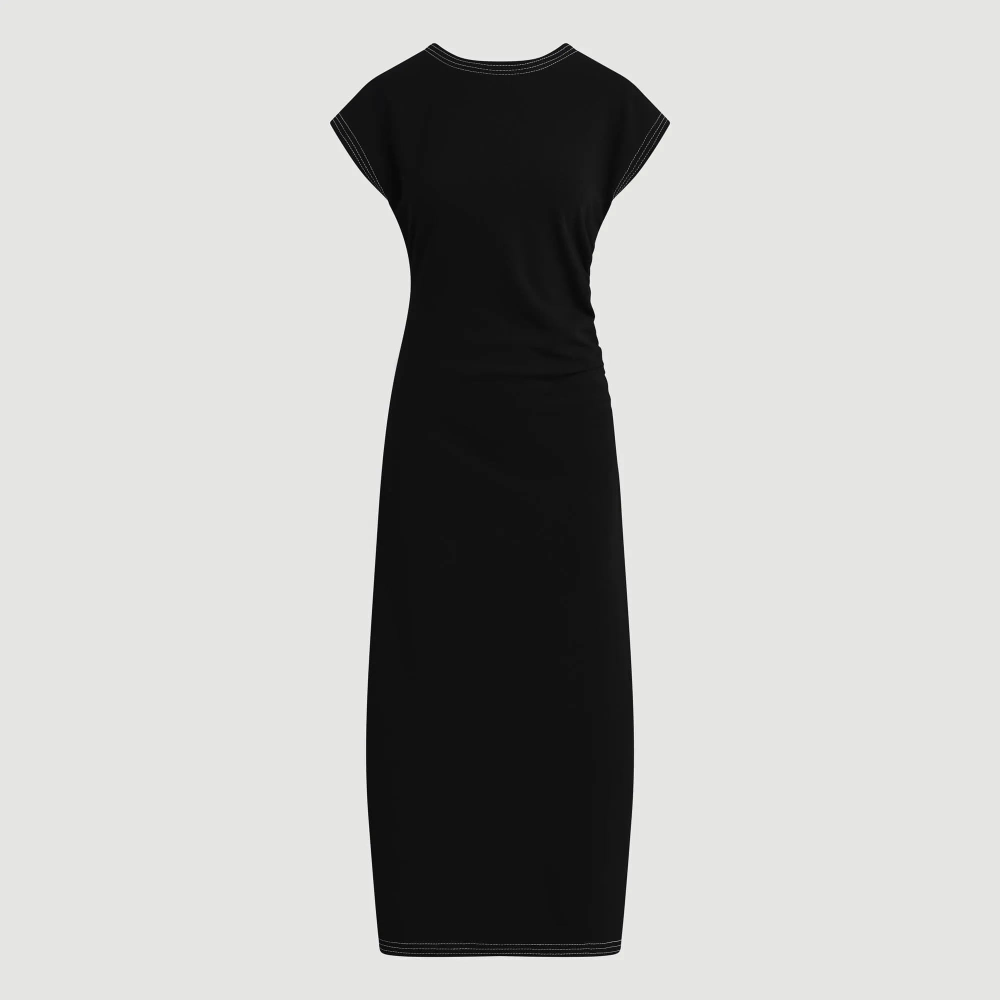 WrinkleResistant DoubleStitchedEdges Vela Contrast-Stitch Ruched-Waist Dress (Petite)