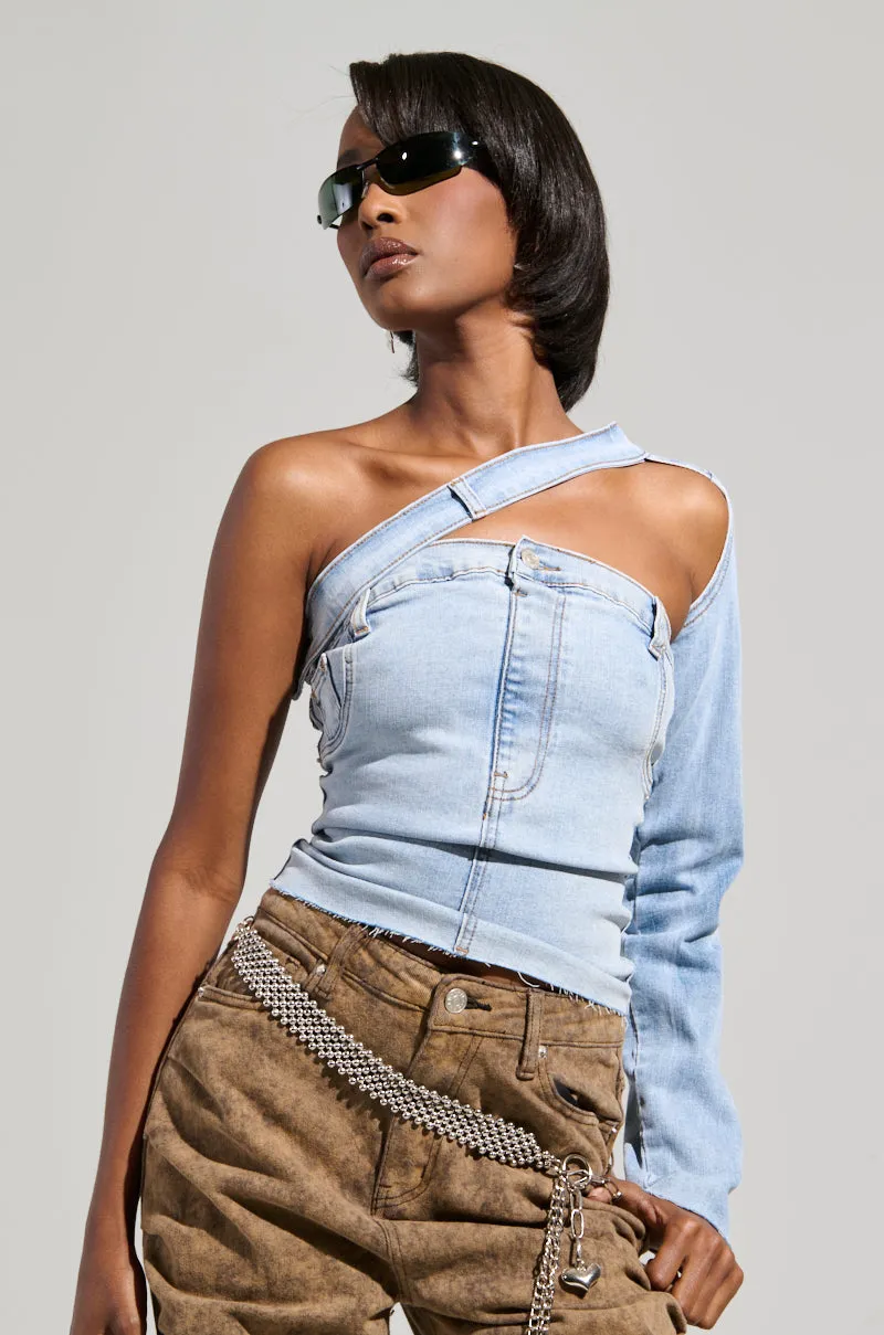 Enhanced Range Motion Stay Flexible Fit I WAS A LOVER DENIM TOP
