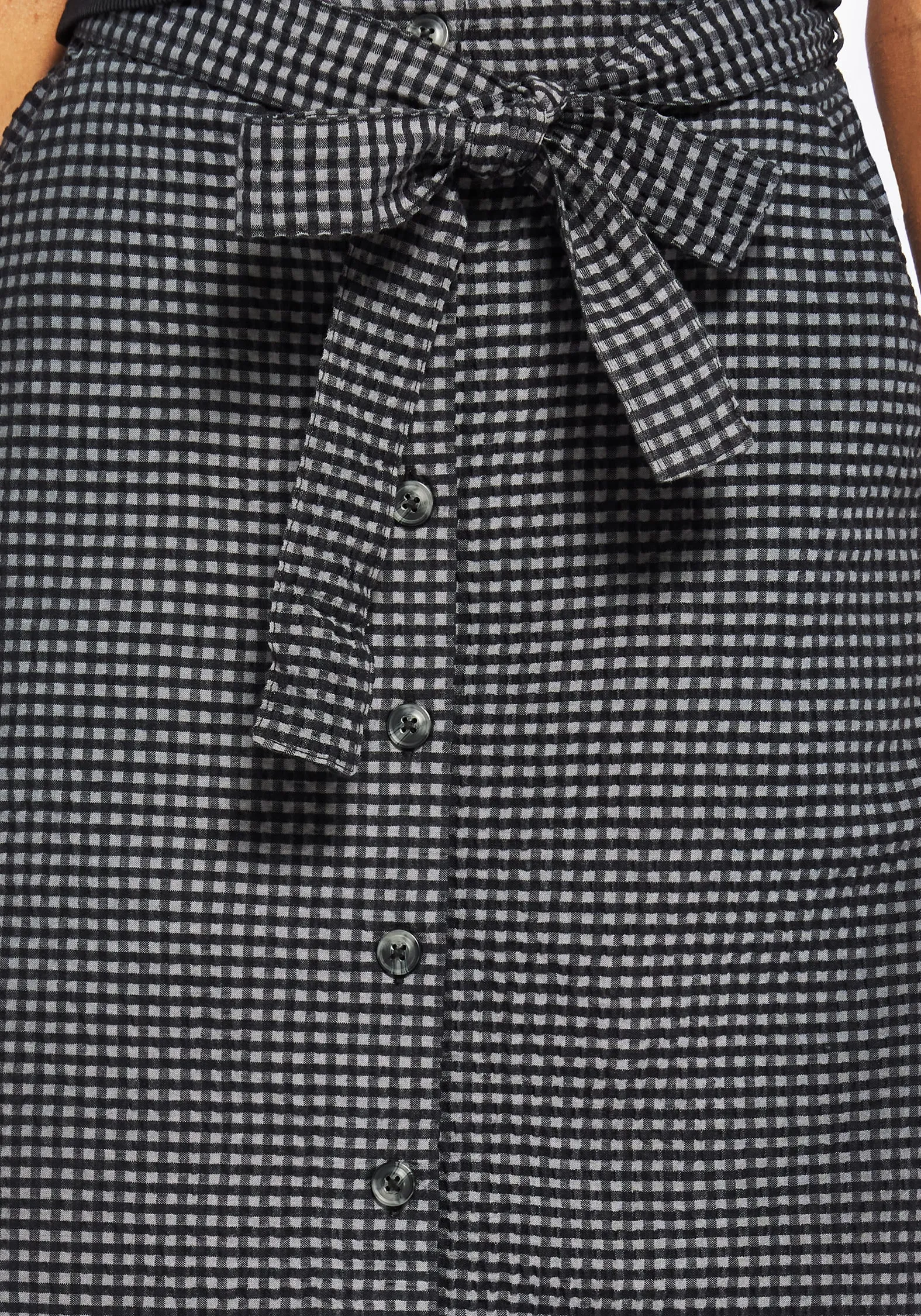 Modern Chic Matching Belt Faythe Cotton Check Button Up Midi Skirt
