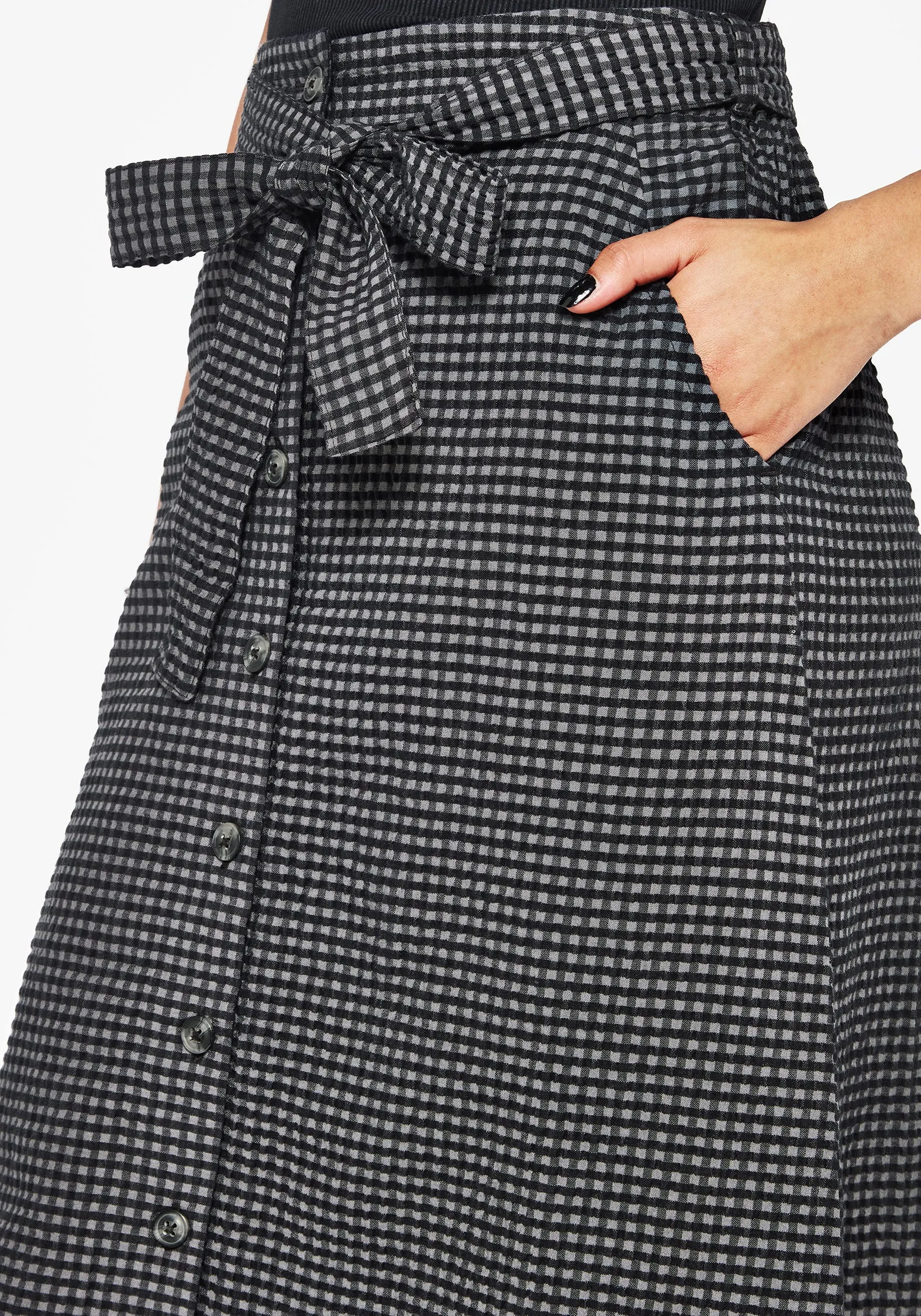Faythe Cotton Check Button Up Midi Skirt music concert