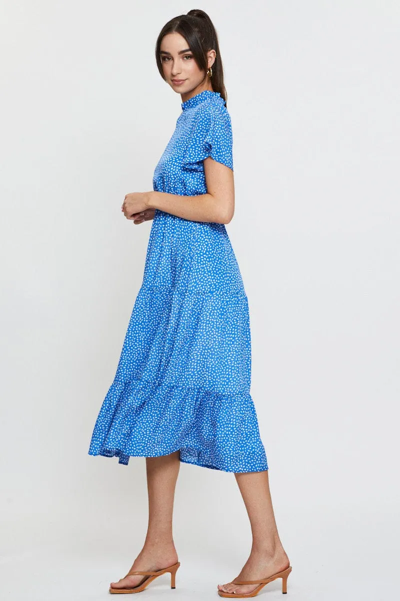 Geo Print Midi Dress Short Sleeve Sophisticated Touch