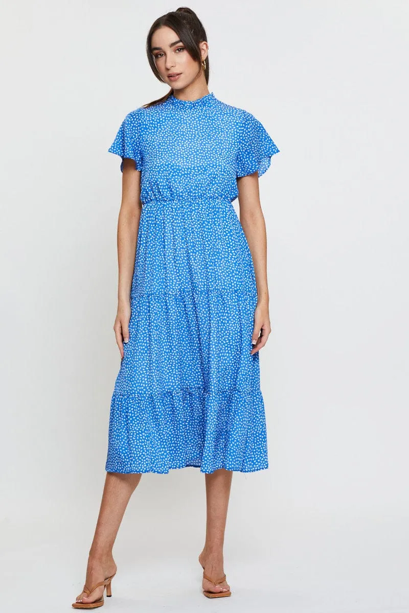 Desert Sky Soft and breathable dress Geo Print Midi Dress Short Sleeve
