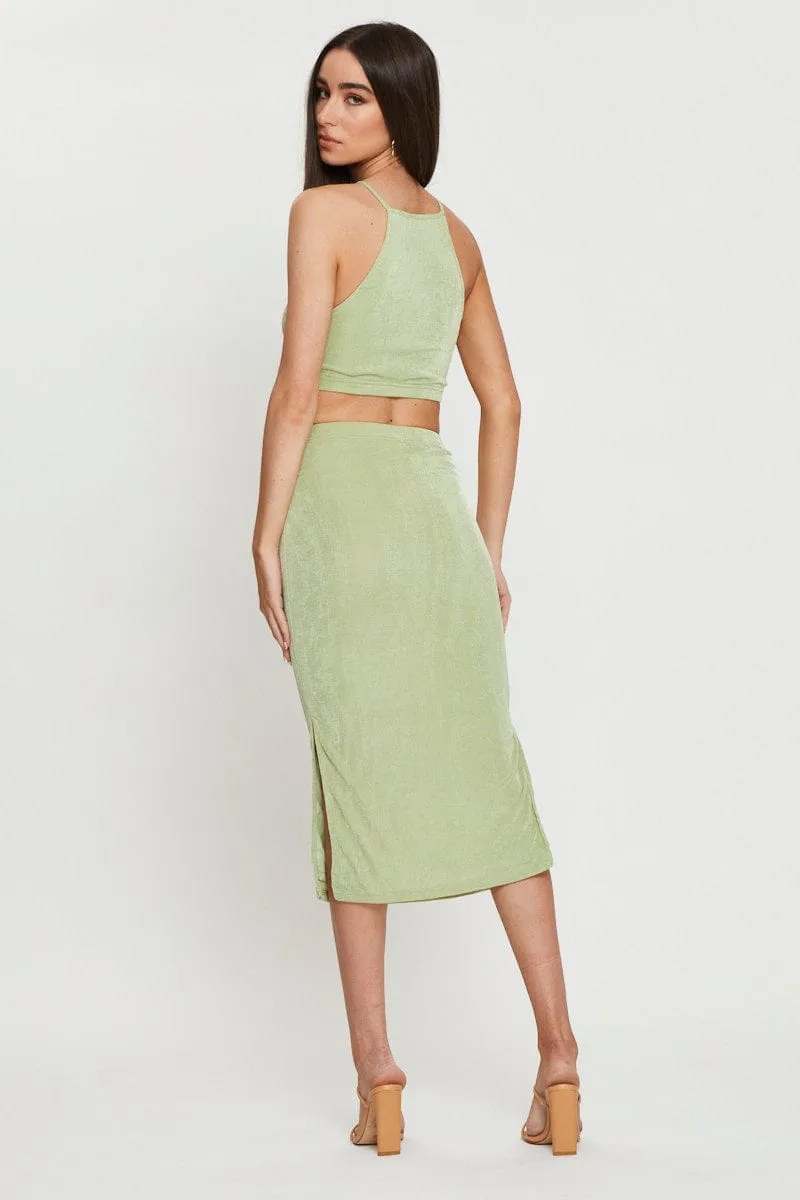 Chic Outfit Green Midi Dress Bodycon