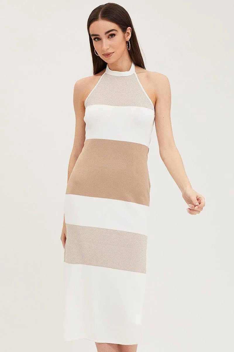 Trendy Outfit rooftop party Multi Knit Midi Dress