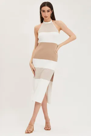 Spring Festival Layer Light Multi Knit Midi Dress