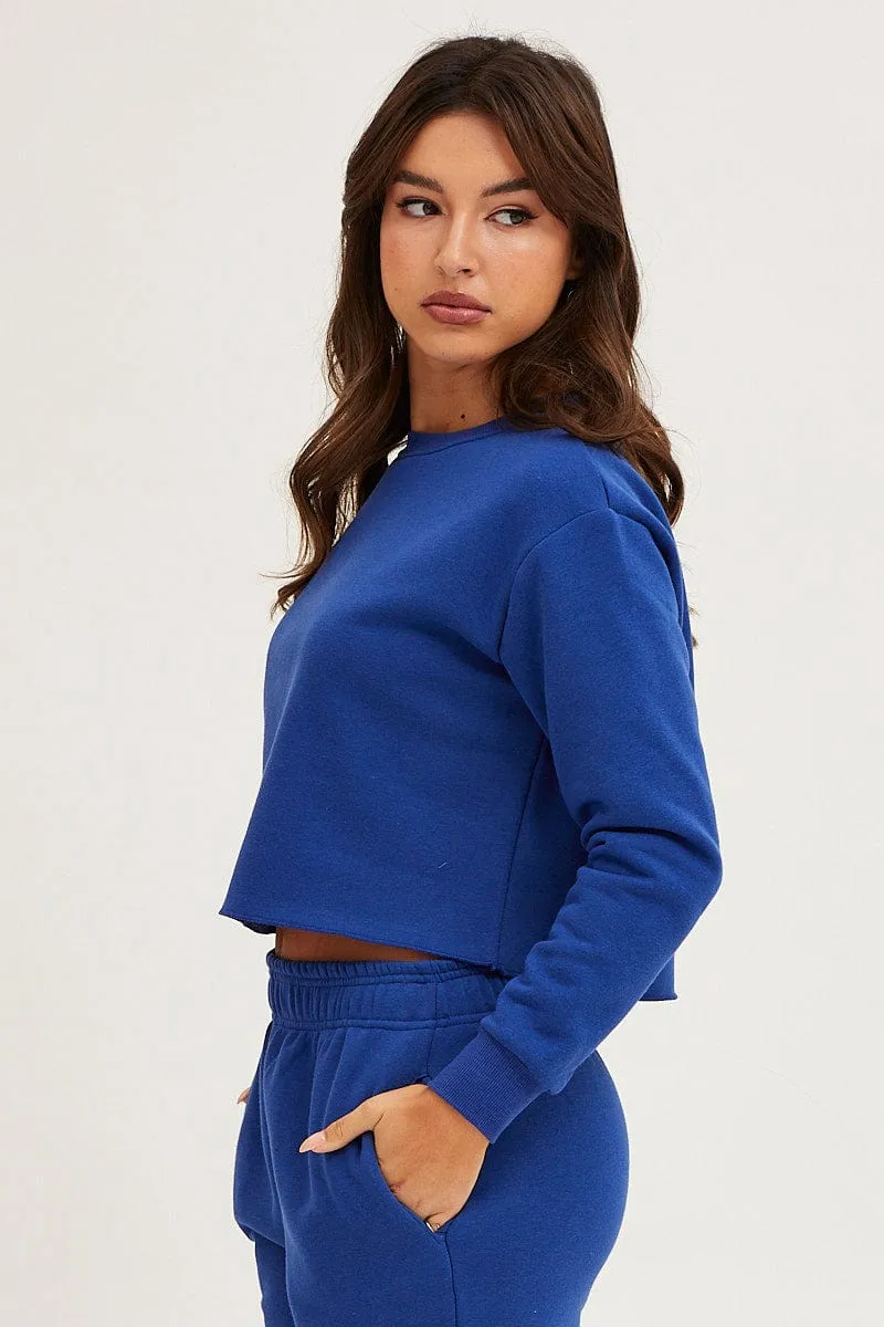 Fashion Essentials Blue Crop Sweat