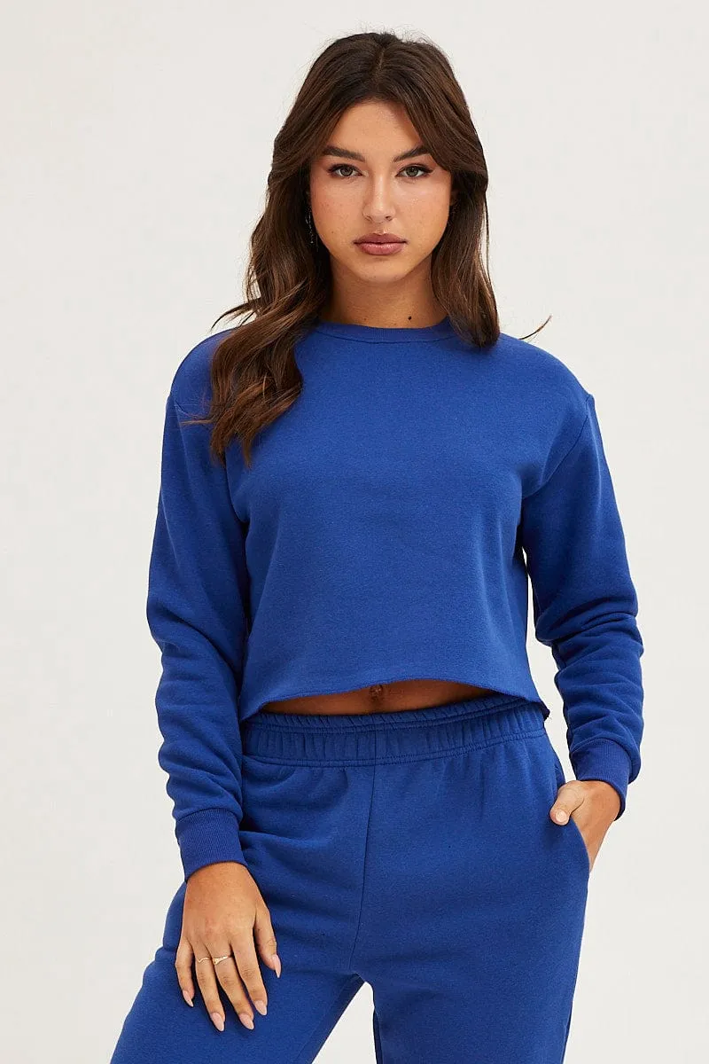 product lanyard visibility Cozy Style Blue Crop Sweat
