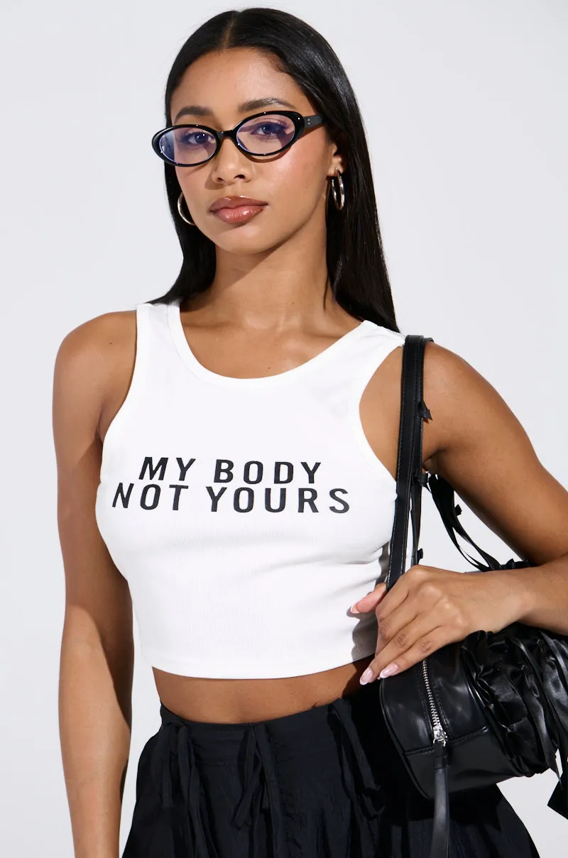 MY BODY NOT YOURS TANK modular Raglan sleeves